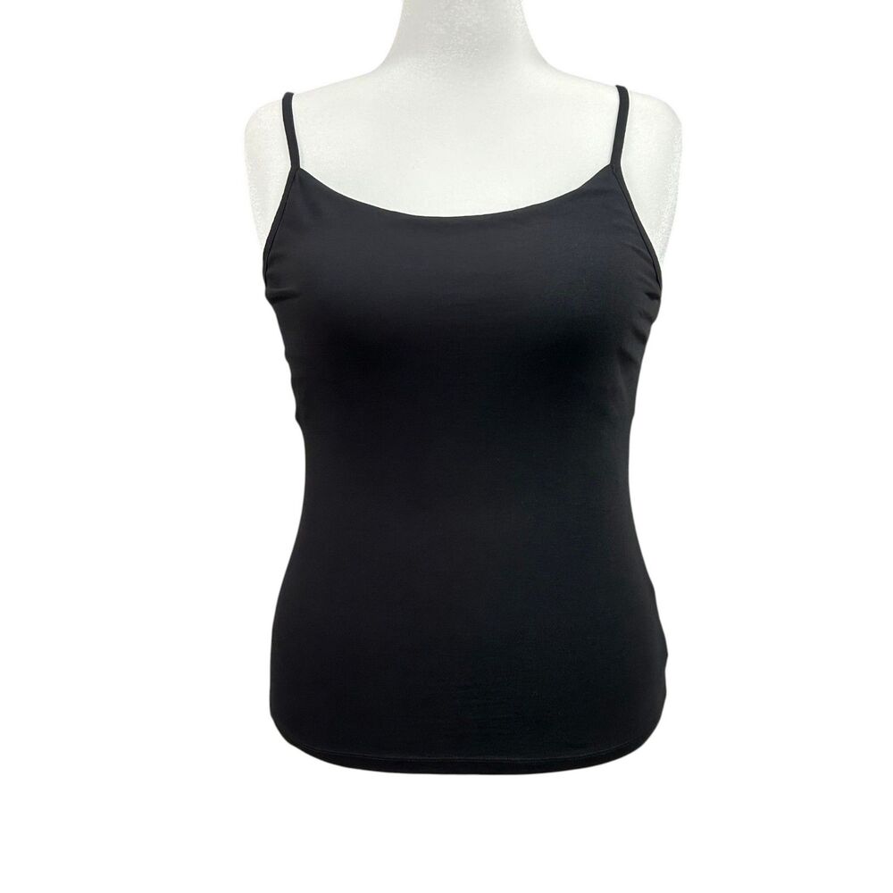 Oscar De La Renta Shelf Bra Spaghetti Strap Tank Top Sz XL Black